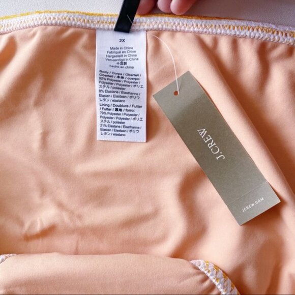 J. Crew | Side Tie Lowrider Bikini Bottom Faded Stripe Orange Gold Retro Plus 2X - Picture 10 of 11